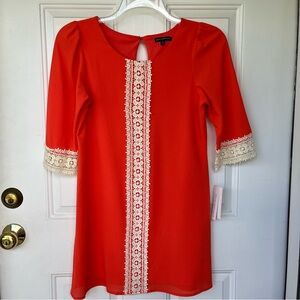 •Sequin Hearts Girls• Lace Trimmed Shift Dress - Size 16